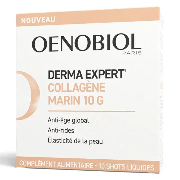Suplemento alimentar antienvelhecimento Oenobiol Derma Expert com colágeno marinho, 10 doses.