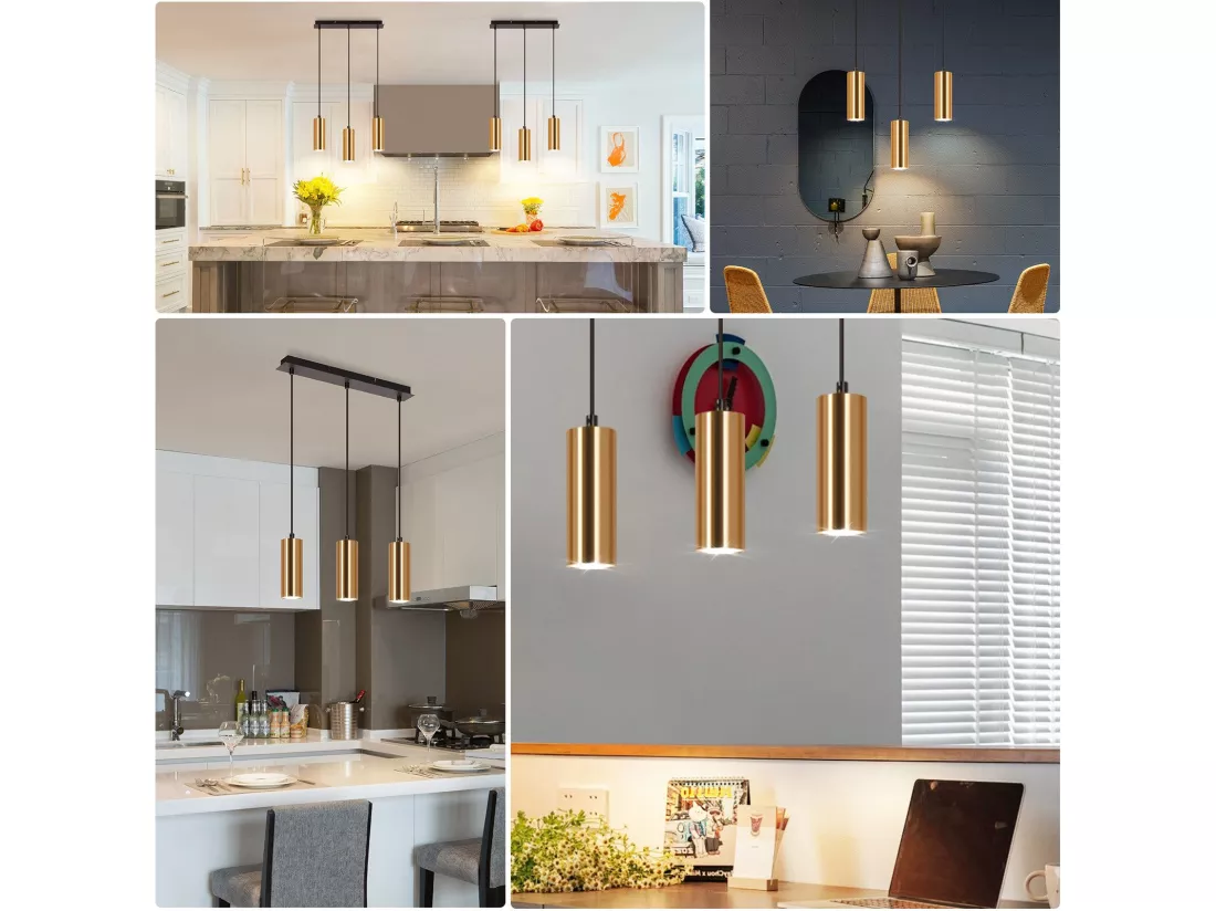 NETTLIFE Suspension 3 feux Or Noir Vintage GU10 Industrielle