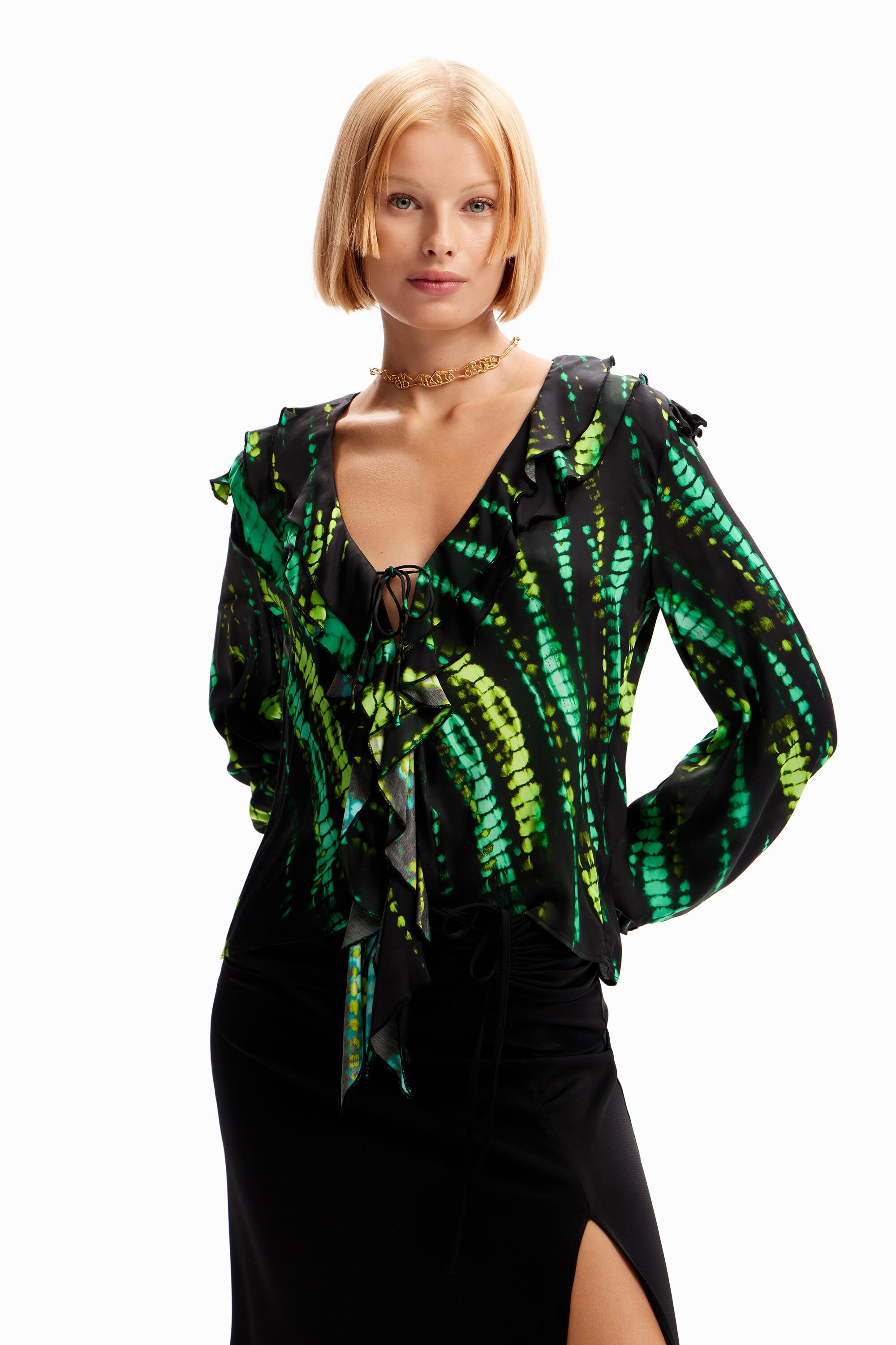 Blouse volants tie and dye