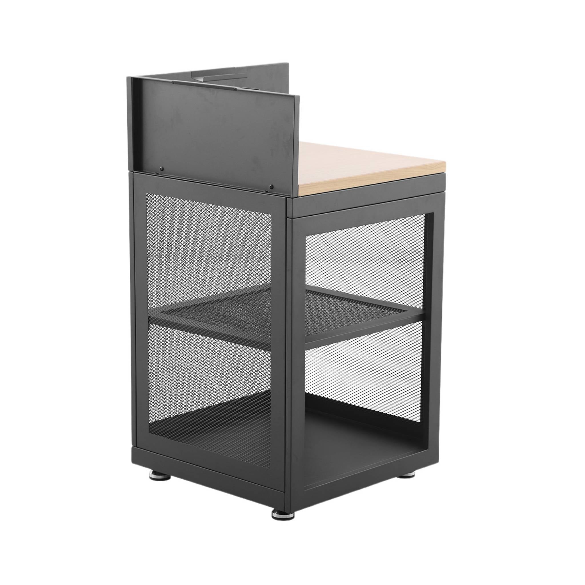 sweeek - Buitenkeukenmodule hoek 1 plank staal en houtdecor L60cm
