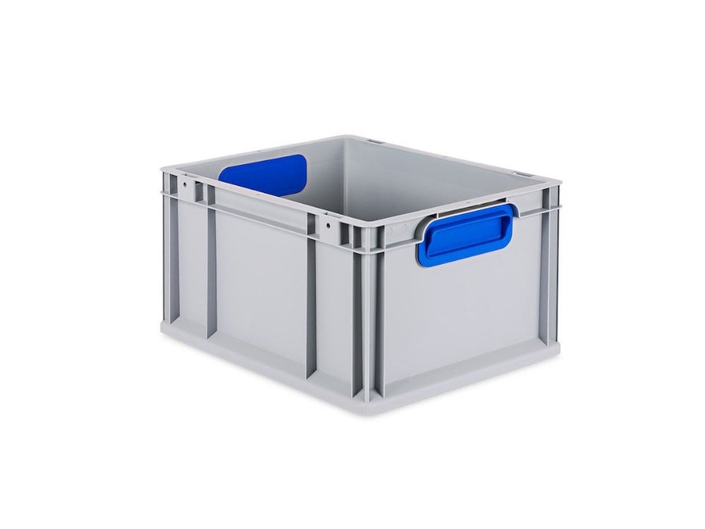 PROREGAL Eurobox Nextgen Kleur HxBxD 22 x 30 x 40 cm 20 liter Handgrepen Blauw Gesloten Gladde Bodem Euro Container Transportbox