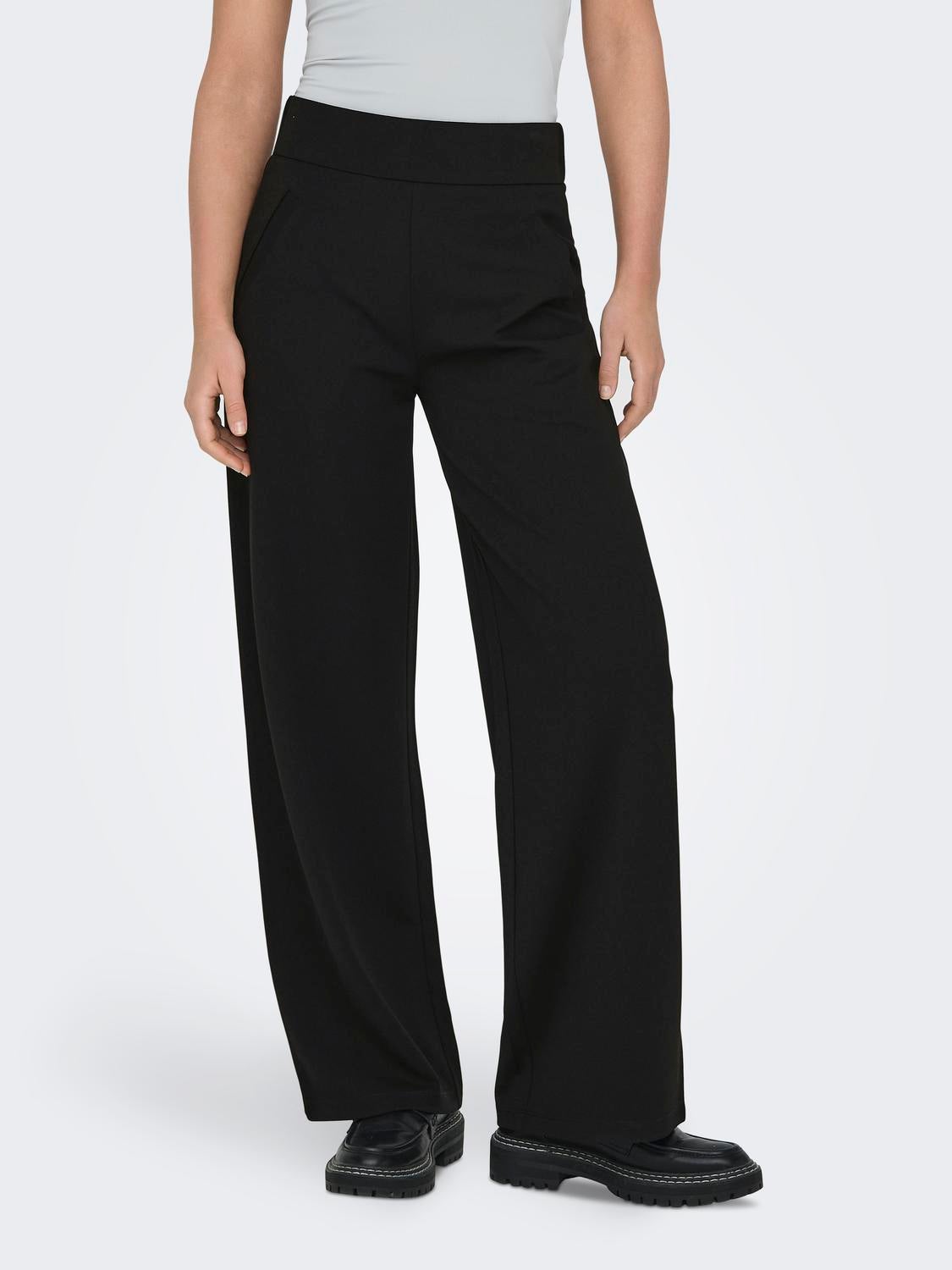 JDYLOUISVILLE Hohe Taille Weiter Beinschnitt Hose mit weitem Beinschnitt Black