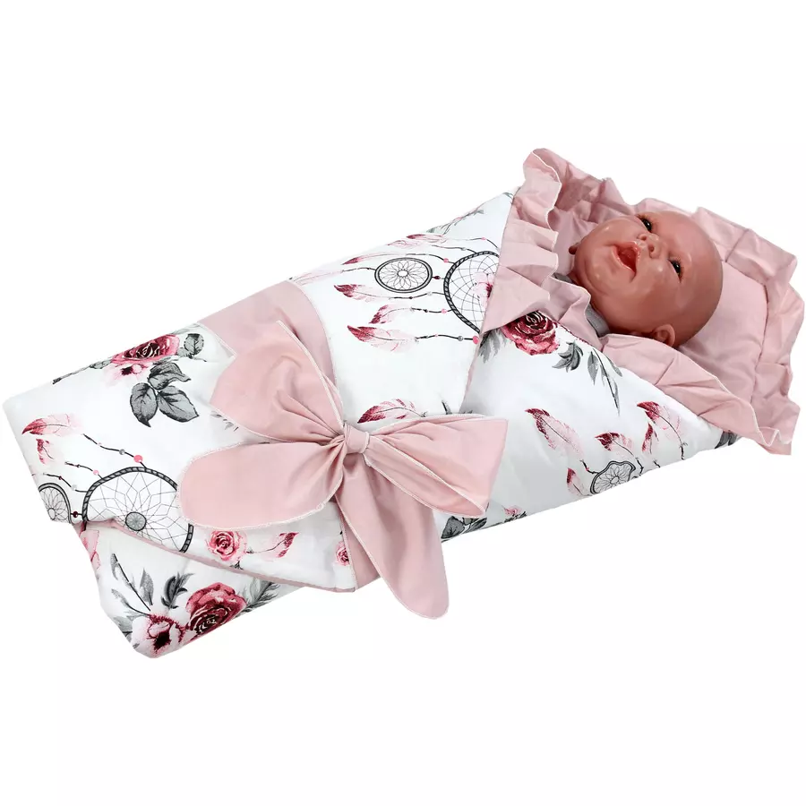 TupTam Unisex Baby Einschlagdecke mit Schleife rosaweiß