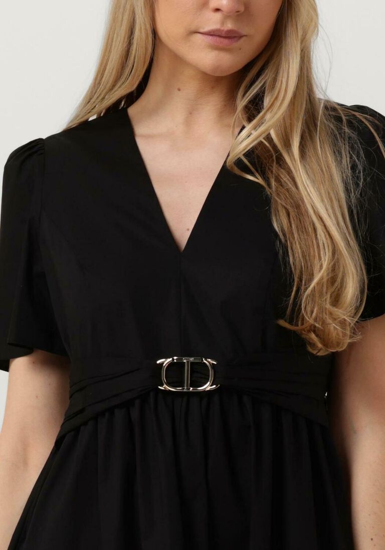 TWINSET MILANO zwarte twinset milano midi jurk woven dress
