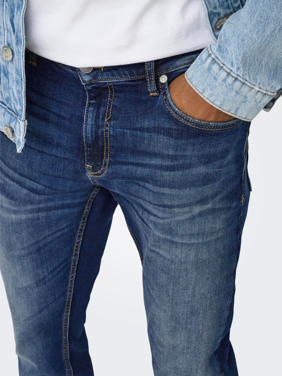 ONSLOOM Niedrige Taille Slim Fit Jeans Dark Blue Denim