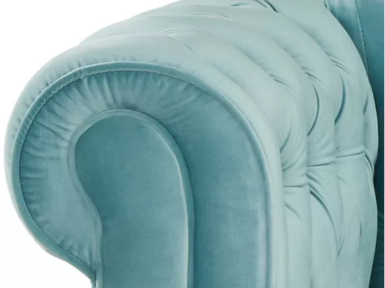Canapé 3 places CHESTERFIELD - Velours bleu pastel