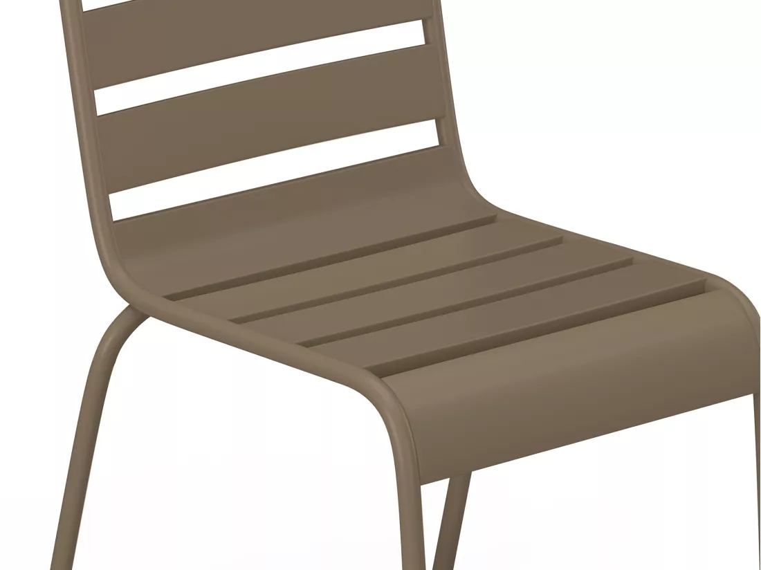 Salle à manger de jardin en métal - une table L.160 cm et 4 chaises empilables - Taupe - MIRMANDE de MYLIA