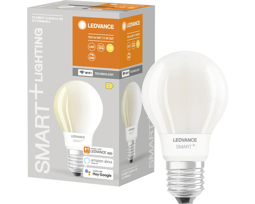 Ledvance Smart WIFI Filament Classic LED-lamp, dimbaar, A67 E27/11W (100W), mat, 1521 lm, 2700 K warm wit