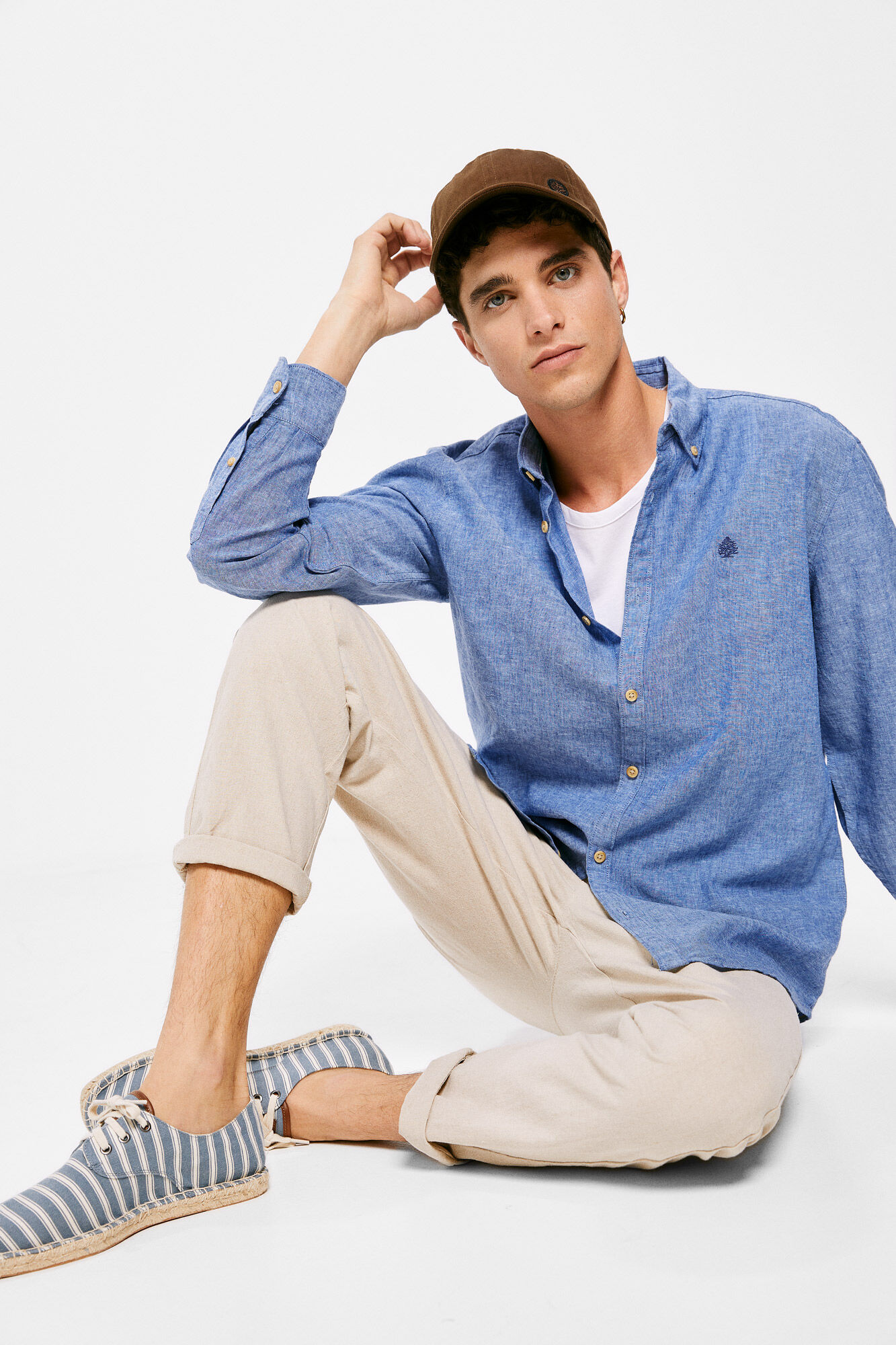 Camisa de linho, cor azul