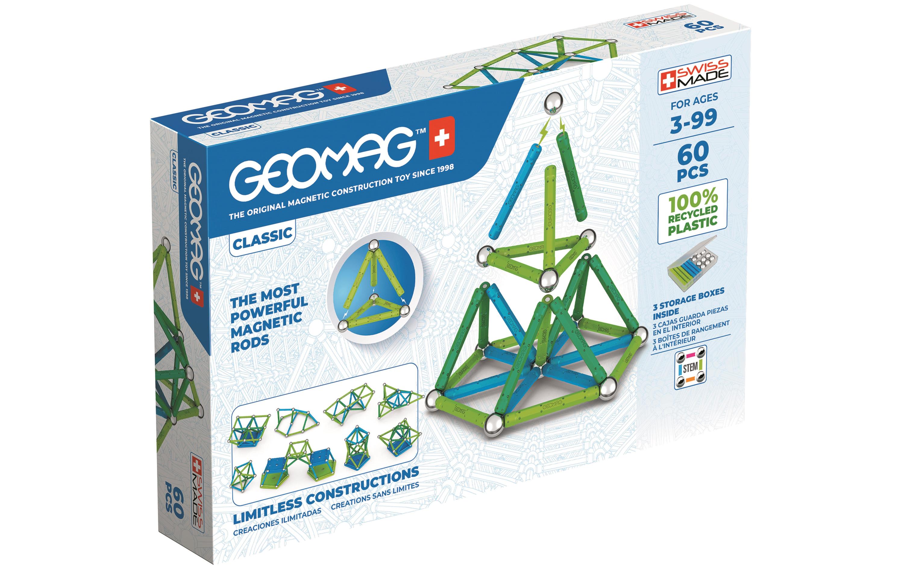 Baukasten Classic Green Line 60 TeileMagnetisches Konstruktionsspielzeug für Kinder