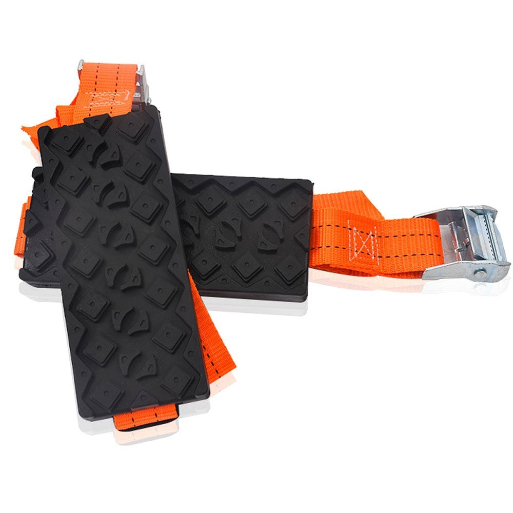 Anti-Rutsch Auto Anfahrhilfe Notfall Schneekette Traktionsband Autoreifen Zugkette (Schnee / Eis / Schlamm) - Schwarz / Orange