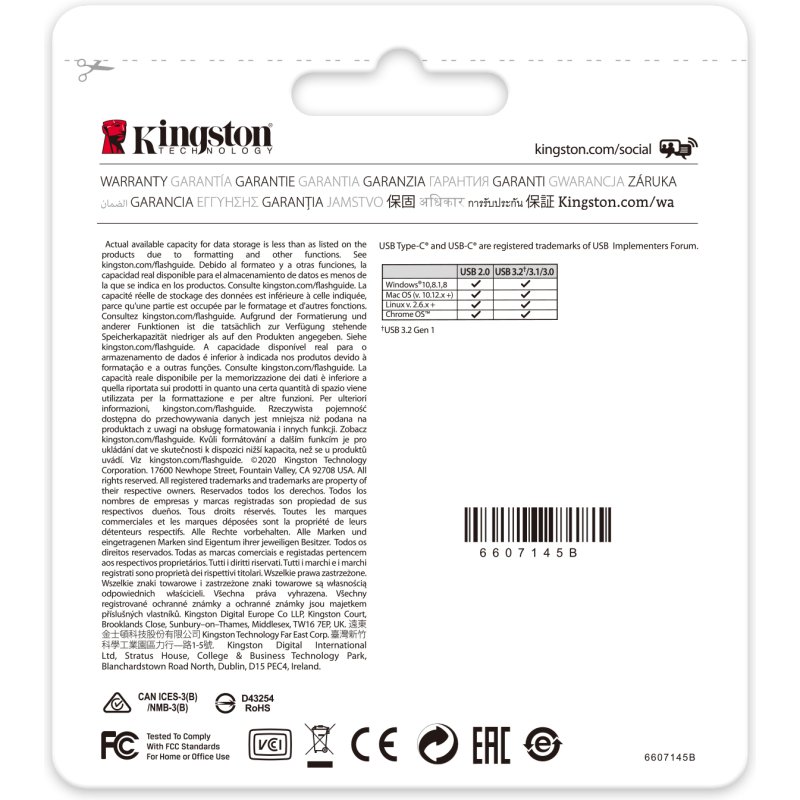 Kingston clé USB DataTraveler 70  128 Go Usb 3.2 (USB-C) Noir