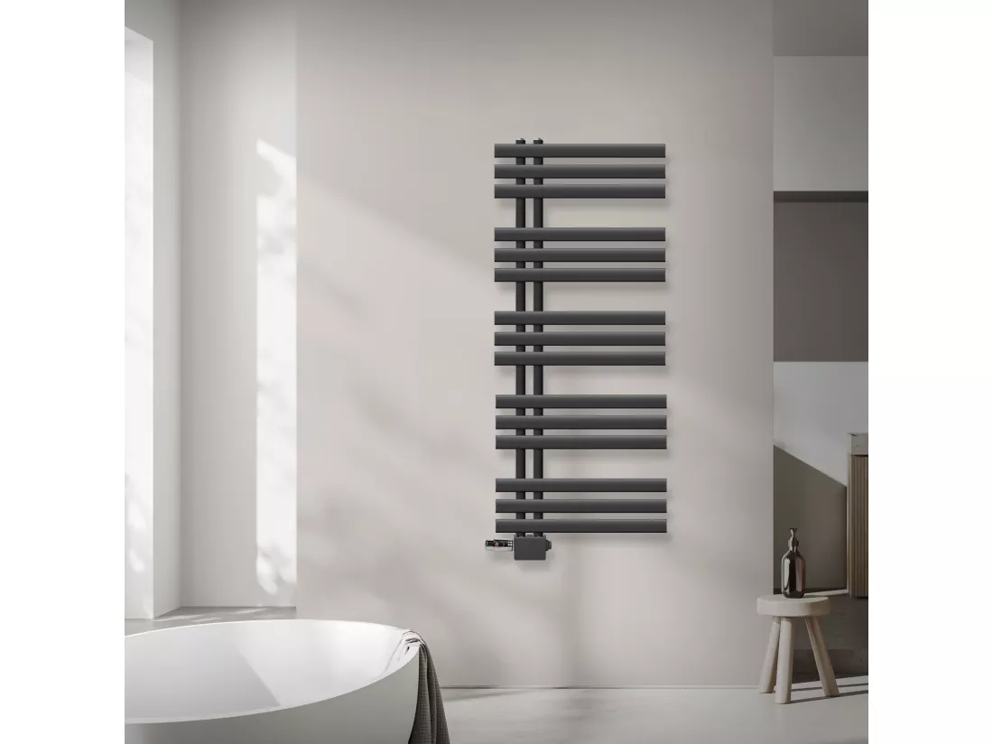 Radiateur sèche-serviettes anthracite raccordement universel 500 x 1200 mm