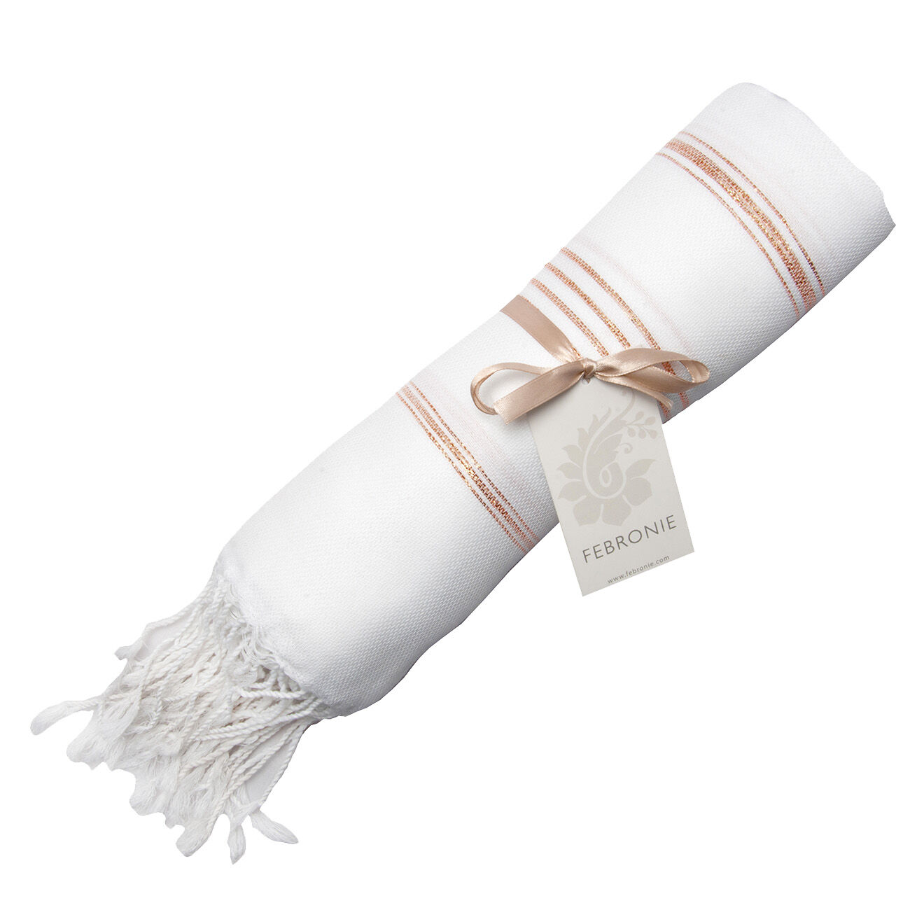Febronie Fouta Lurex Mykonos blanc/cuivre - 100x200 cm
