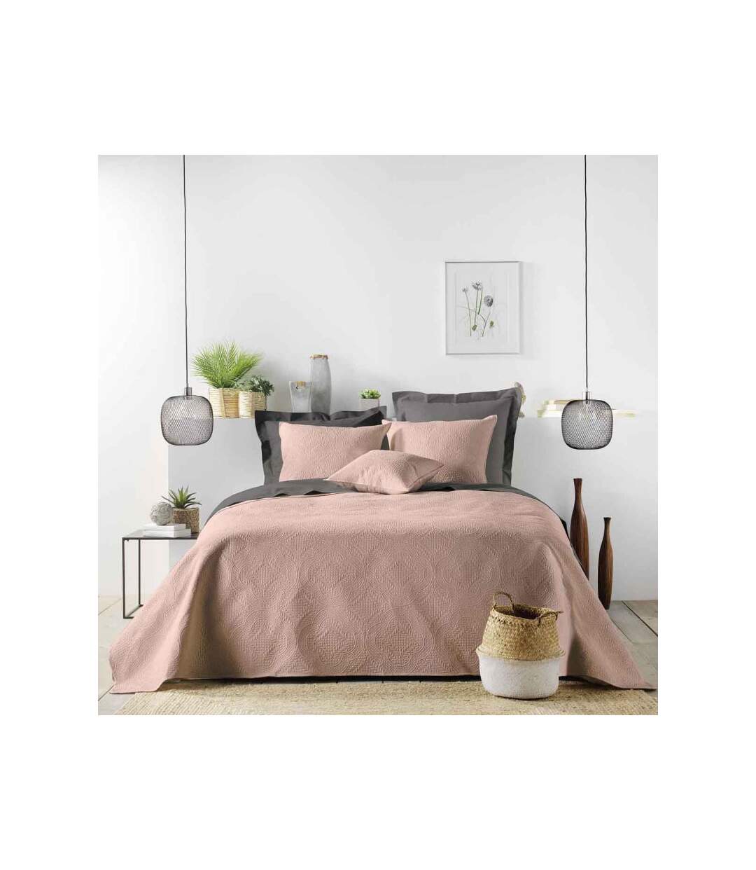 Couvre-Lit Matelassé Romane 220x240cm Rose