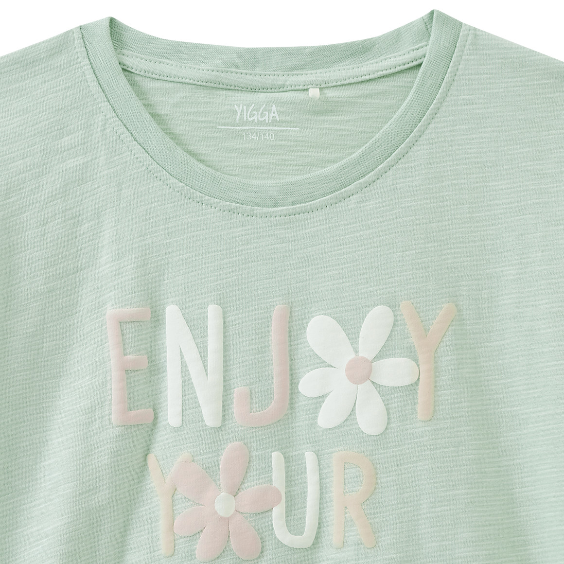 Yigga Mädchen T-Shirt mit Text-Print hellgrün