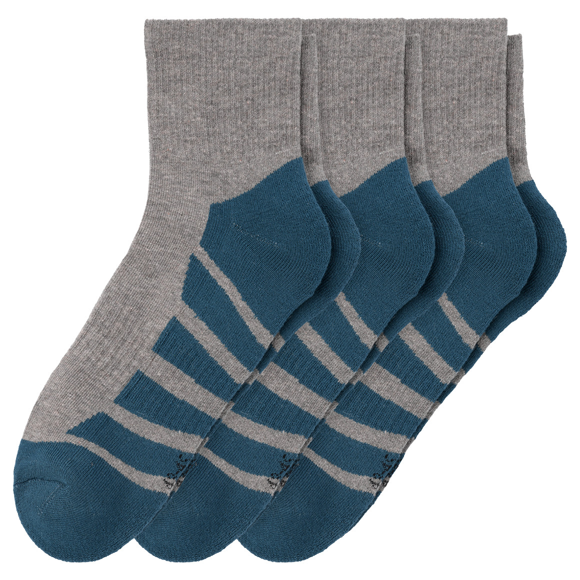 VanVaan 3 Paar Herren Trekking-Sneaker-Socken meliert grau