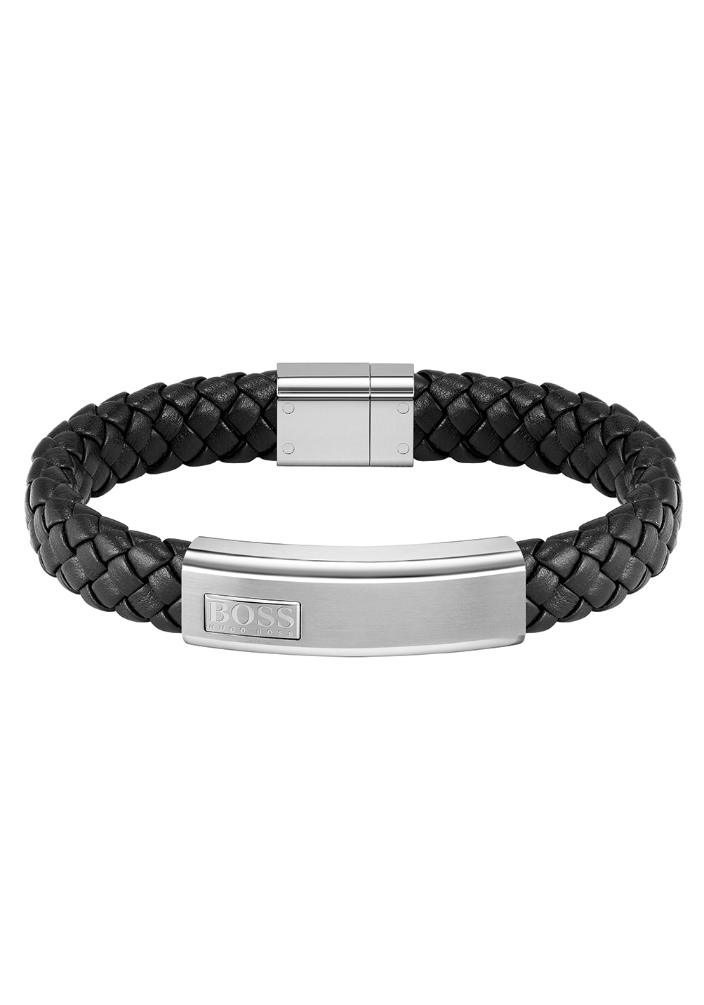 BOSS Armband »Schmuck Edelstahl Armschmuck Lederarmband LANDER« mit Zirkonia (synth.)