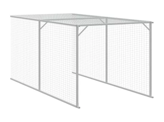 Poulailler avec cour anthracite 110x405x110 cm acier galvanisé