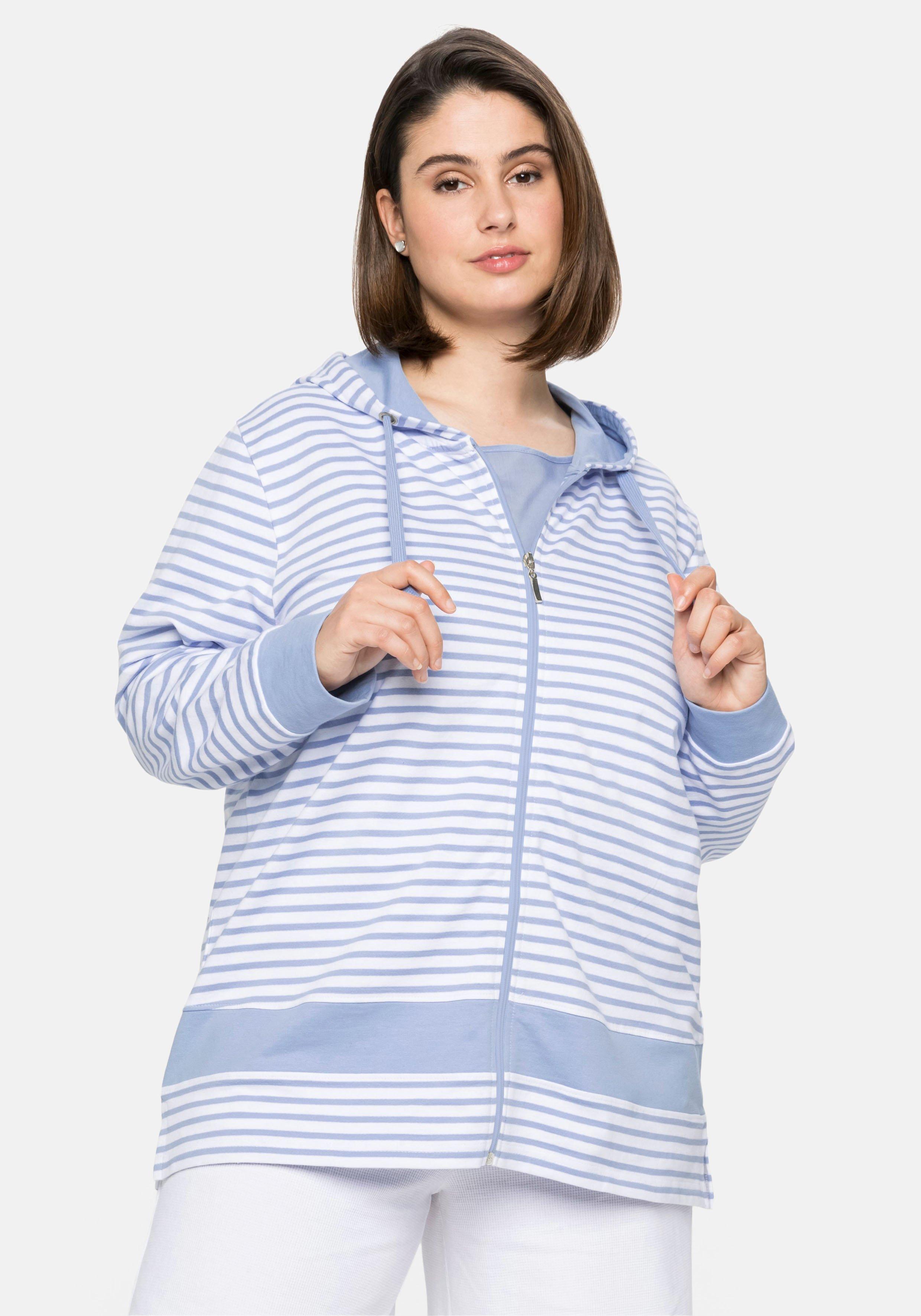 Geringelte Sweatjacke mit Kapuze