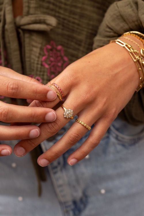 Vintage ring met transparante strass