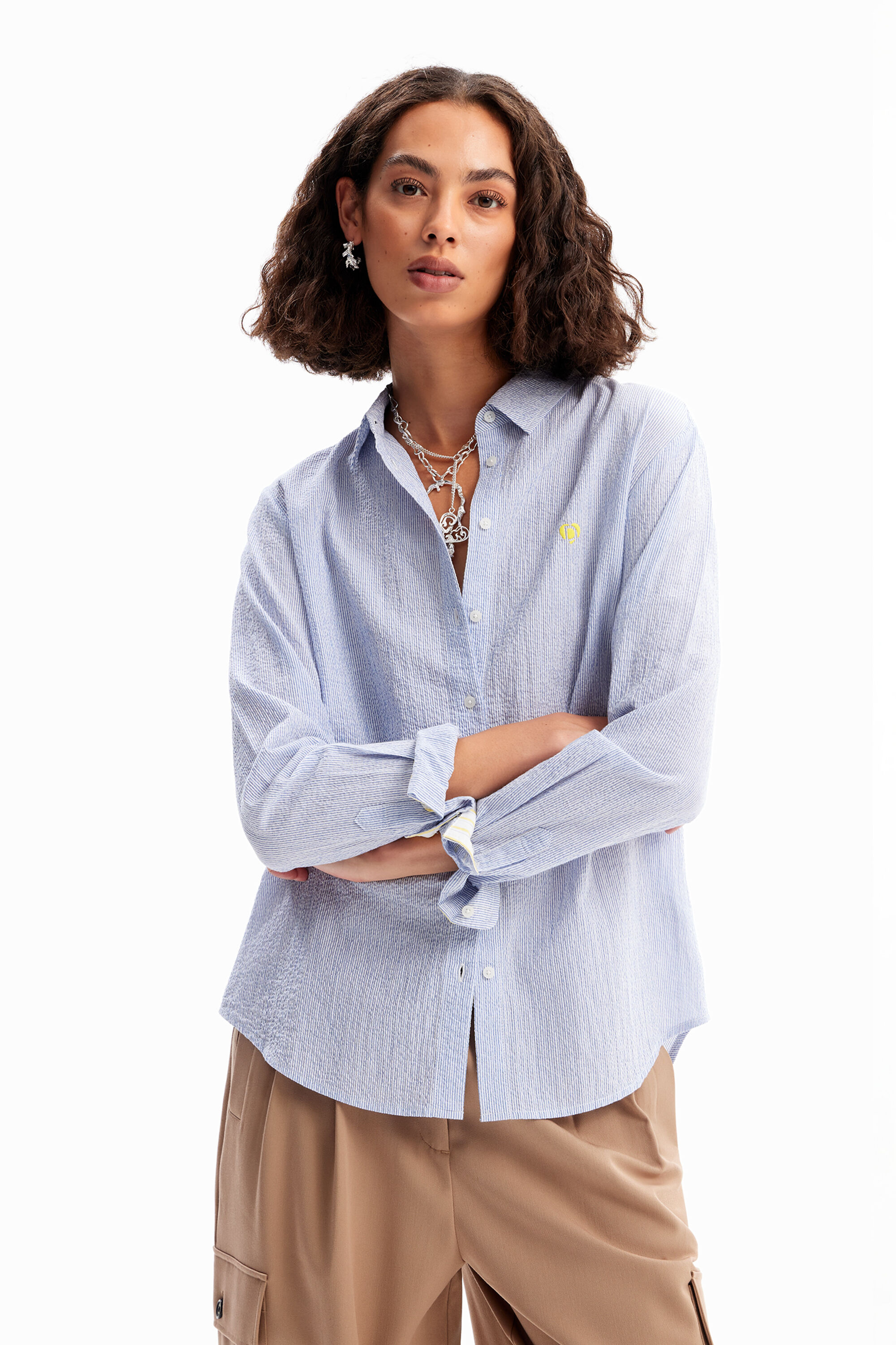 camisa listrada texturizada