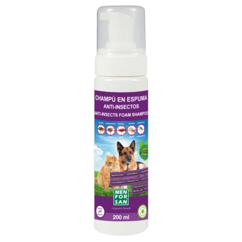 Shampoo em espuma anti-insetos Menforsan para cães e gatos
