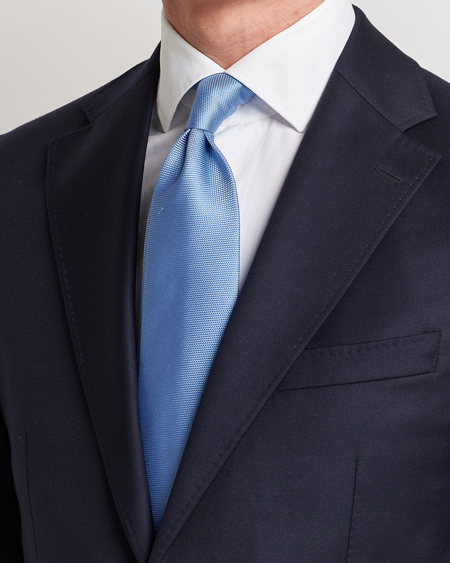 Eton Silk Basket Weave Tie Light Blue