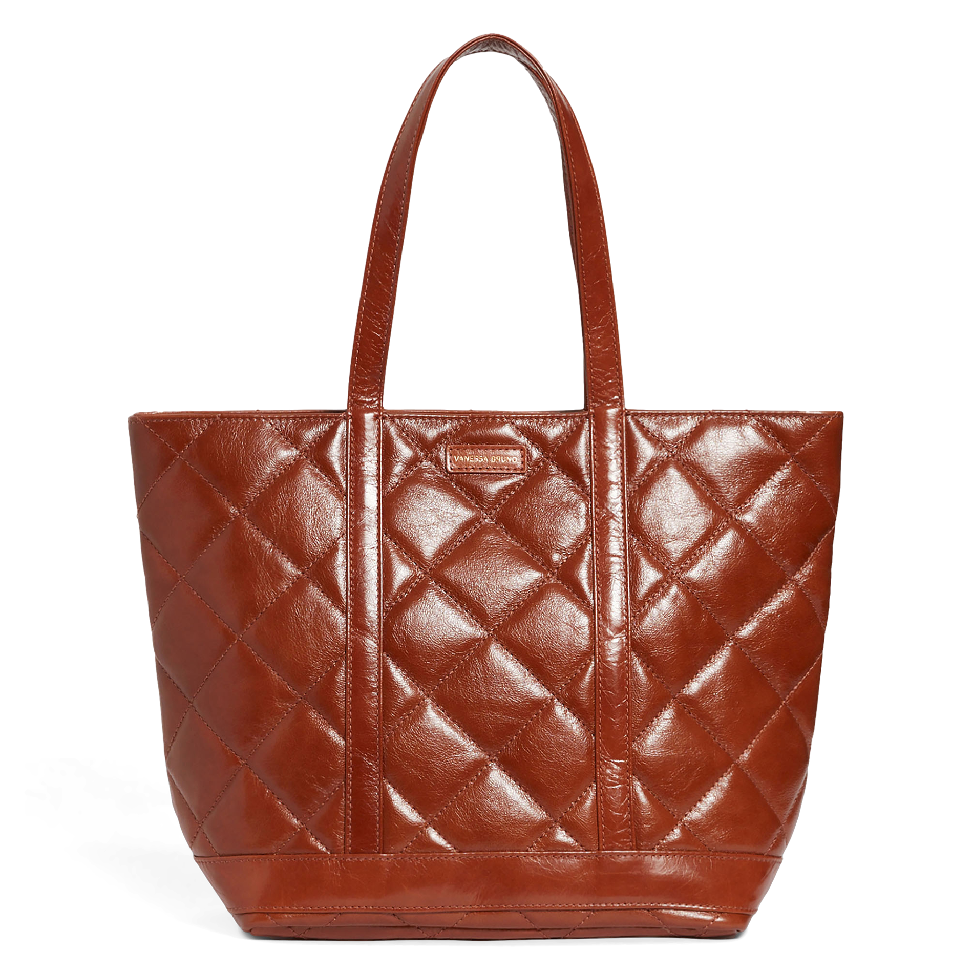 Cabas M matelassé en cuir | Marron