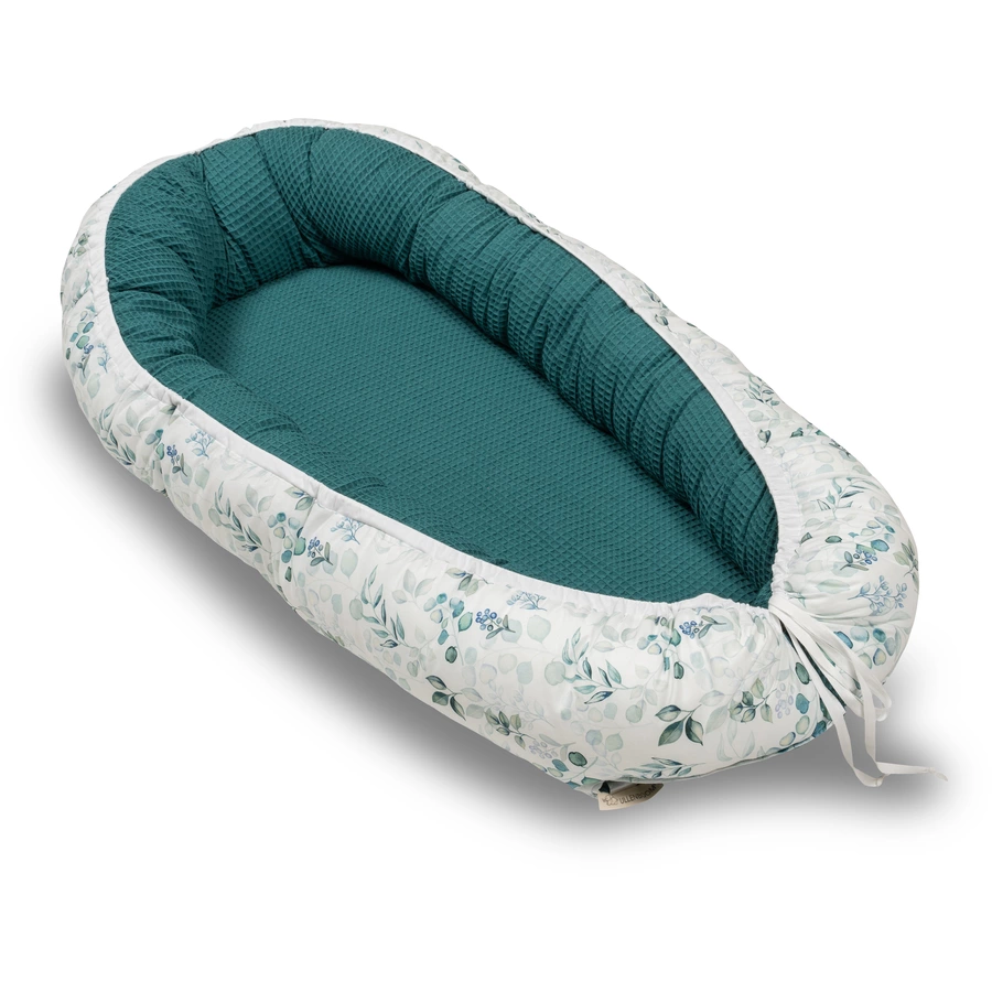 ULLENBOOM Kuschelnest Waffelpiqué 55x95 cm Eukalyptus-Petrol