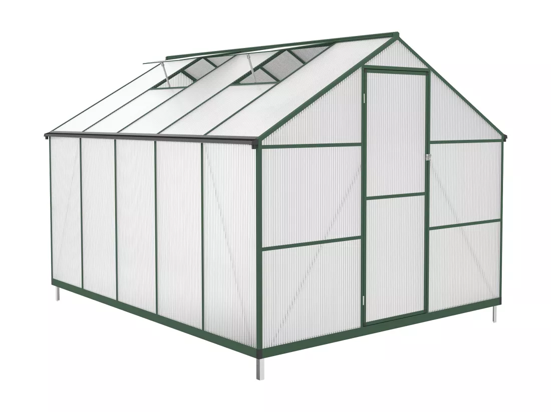 Serre de jardin en polycarbonate et aluminium - 7,48 m² - Vert - ASTELIA