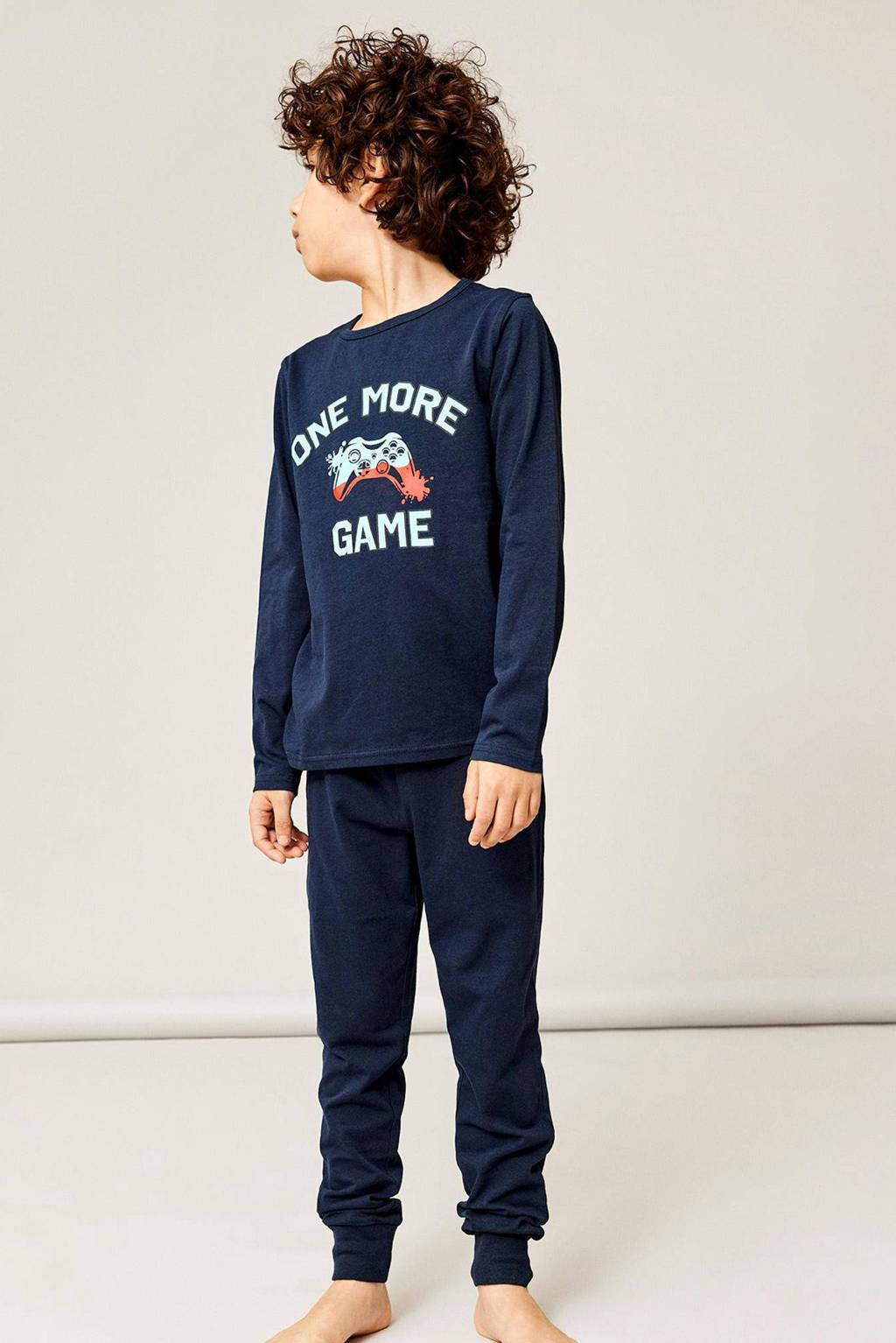 NAME IT pyjama NKMNIGHTSET met all over print donkerblauw/turquoise/rood