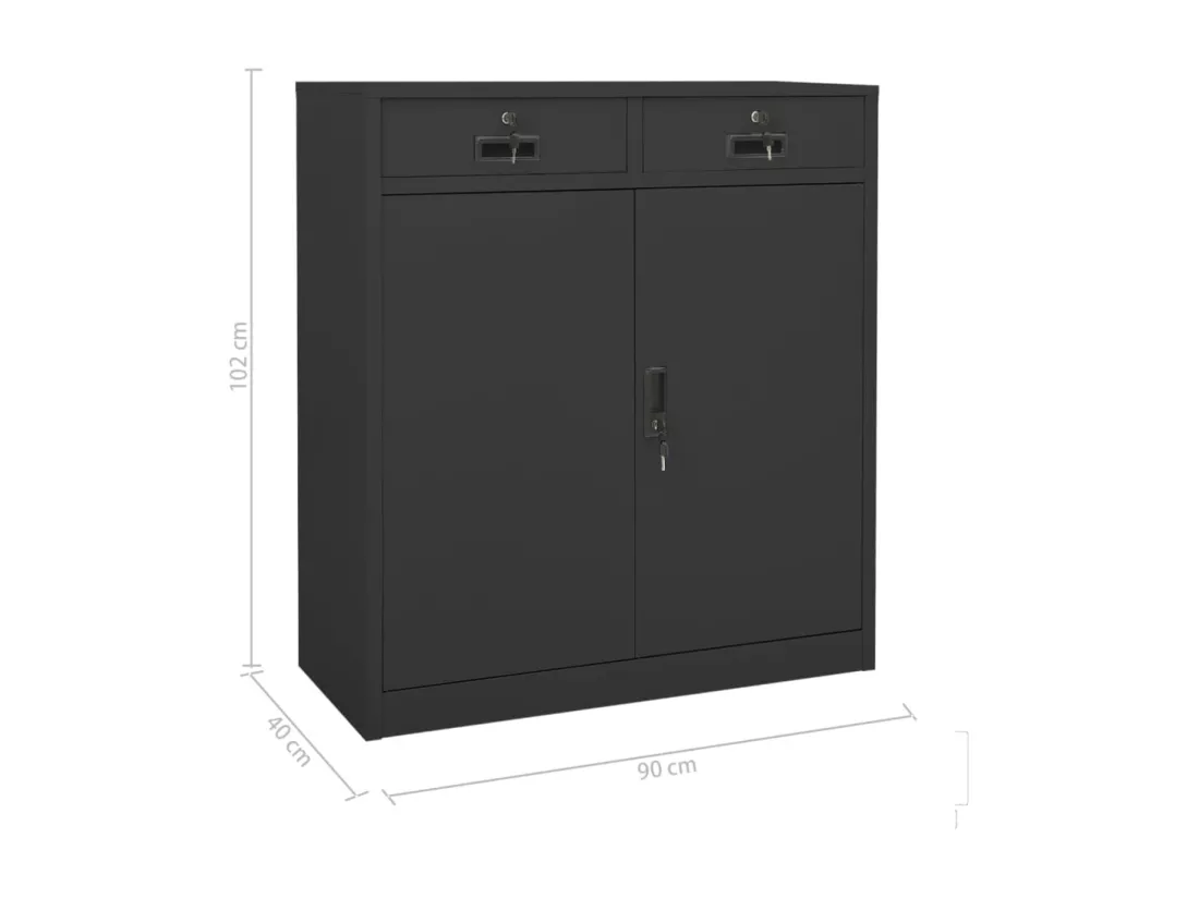 Armoire de bureau Anthracite 90x40x102 cm Acier