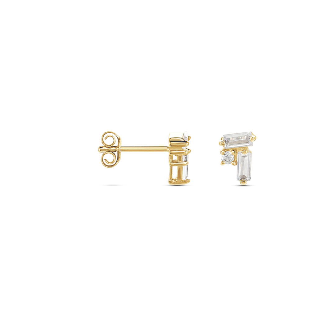 Boucles D'oreilles Puces Jardins D'hiver Plaqué Or Oxyde De Zirconium
