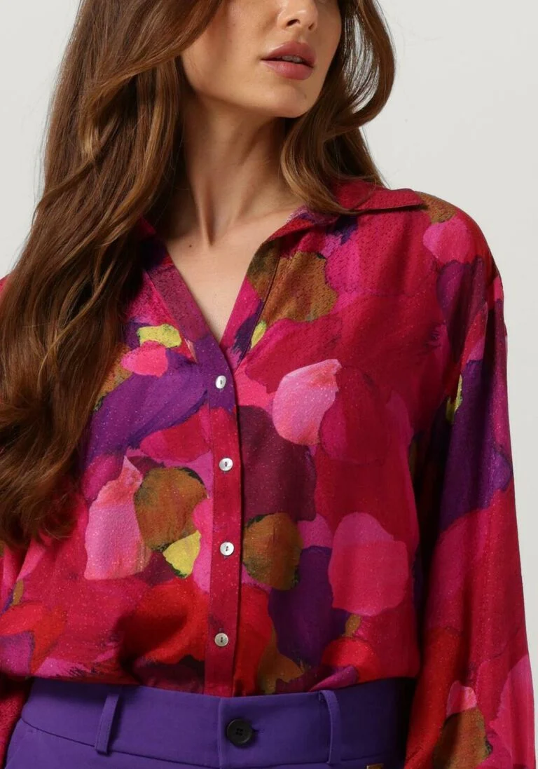 POM AMSTERDAM roze pom amsterdam blouse brushwork fiery pink