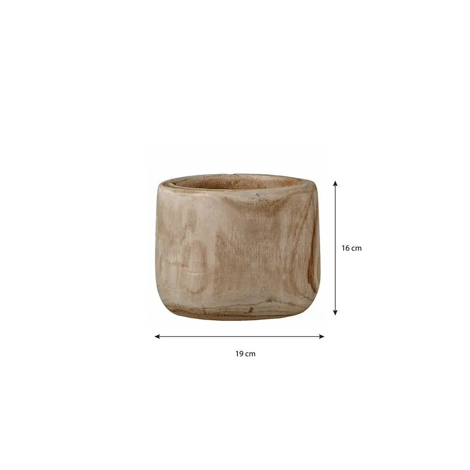 Mica Decorations Bloempot - hout - voor binnen en buiten - 19 cm