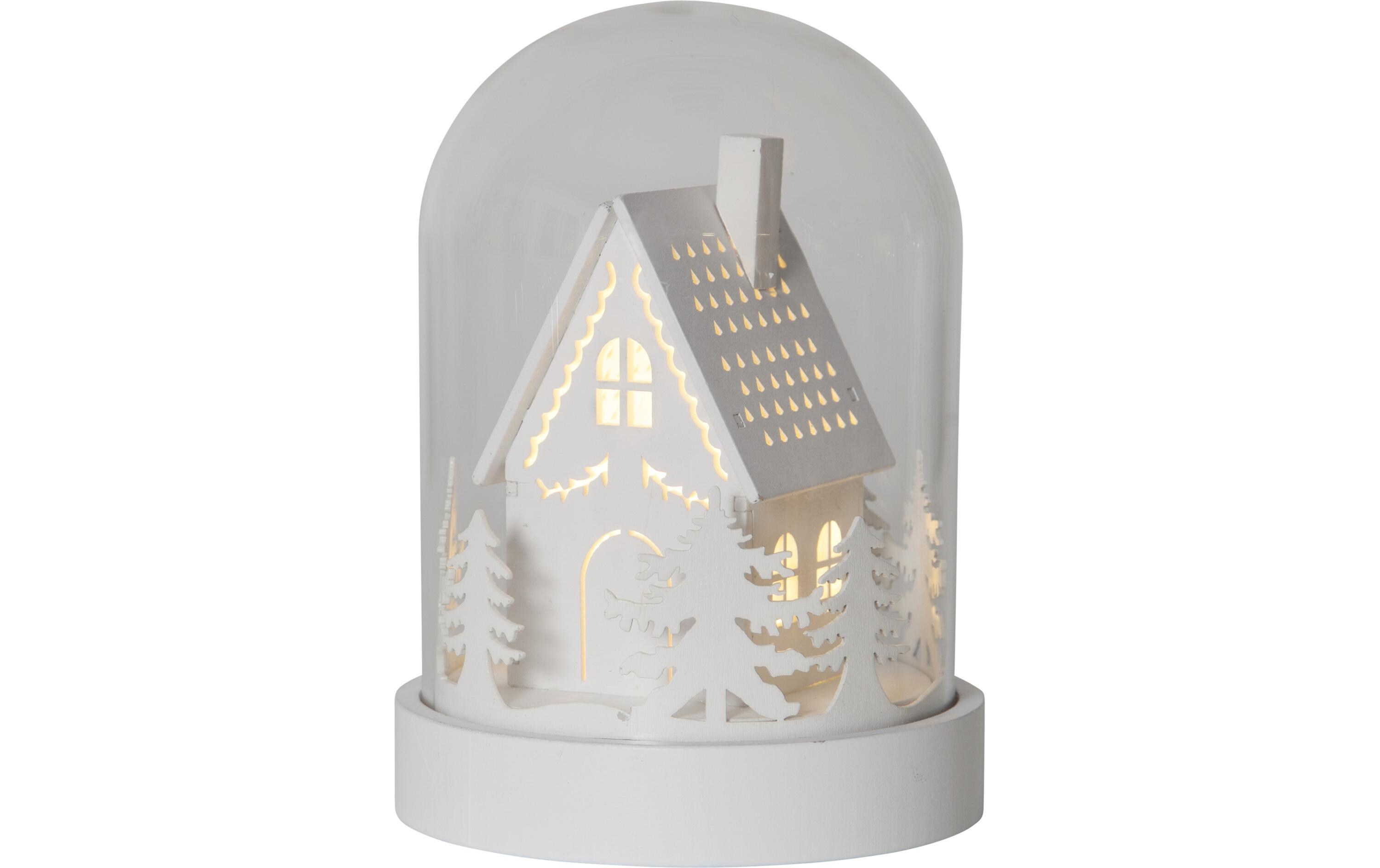Schneekugel Kupol Haus 17.5 cm, WeissWeihnachtsdekoration mit LED Licht