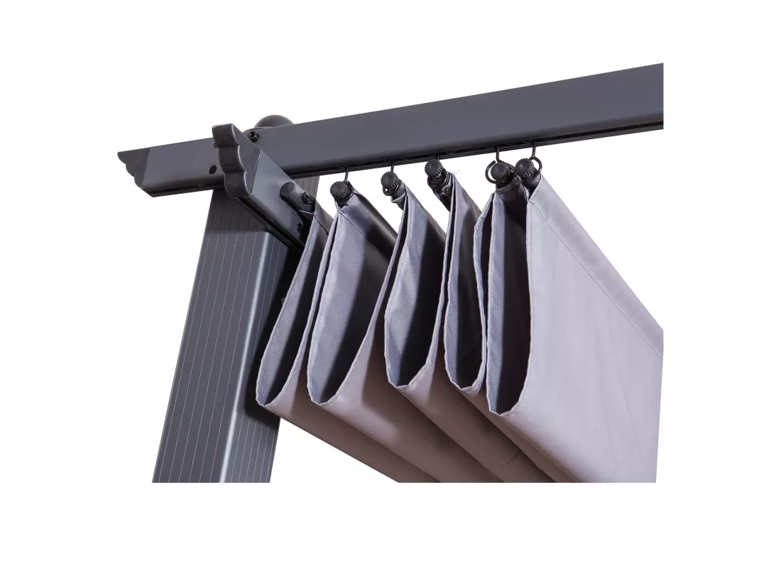 Tonnelle/Pergola aluminium 3x3m toile coulissante rétractable - Gris Anthracite - HERO