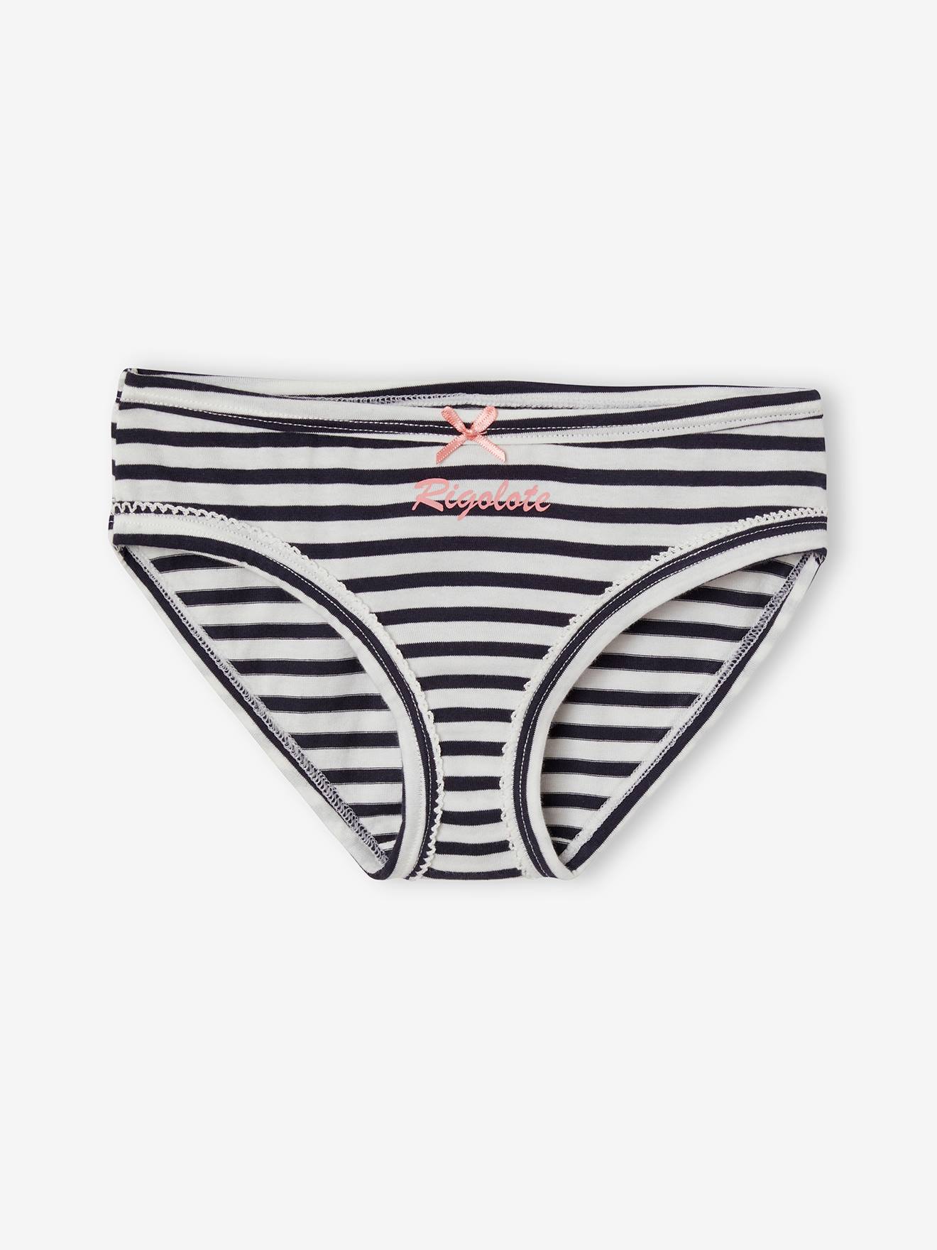 Pacote com 7 calcinhas brancas estampadas para meninas