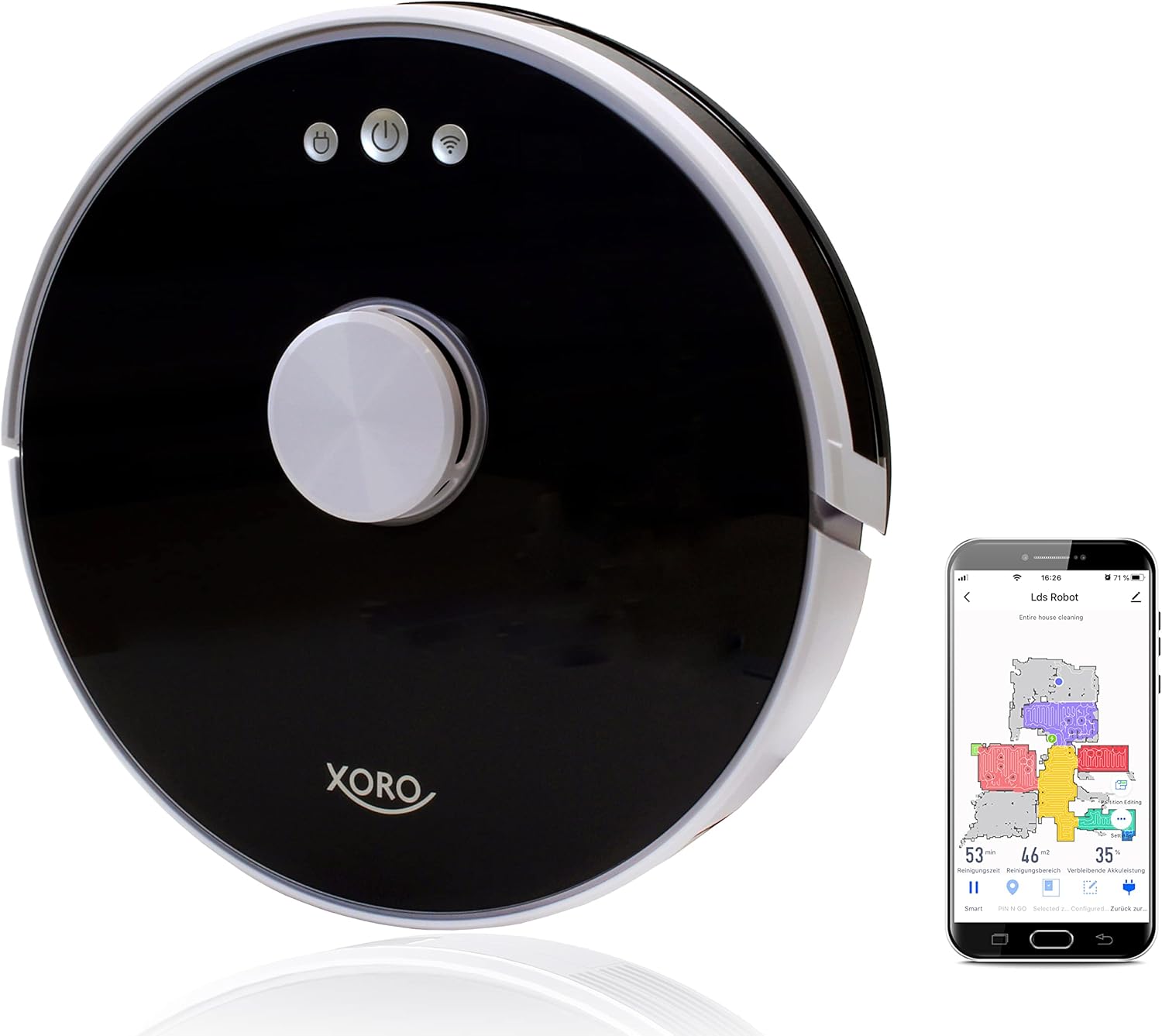 XORO Leistungsstarker Saugroboter HSR 200 mit Wischfunktion, Lasernavigation, Alexa/Google Home, Echtzeit Mapping, Staubsauger-Roboter ideal für Tierhaare