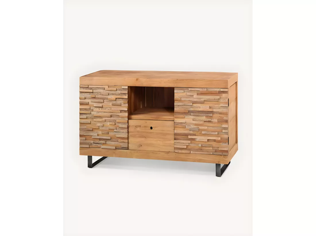 Néo - Meuble salle de bain en teck parqueté 140 cm