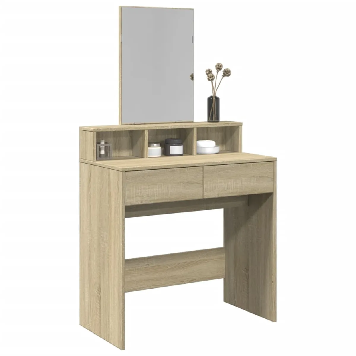 vidaXL Coiffeuse avec Miroir - Chêne Sonoma