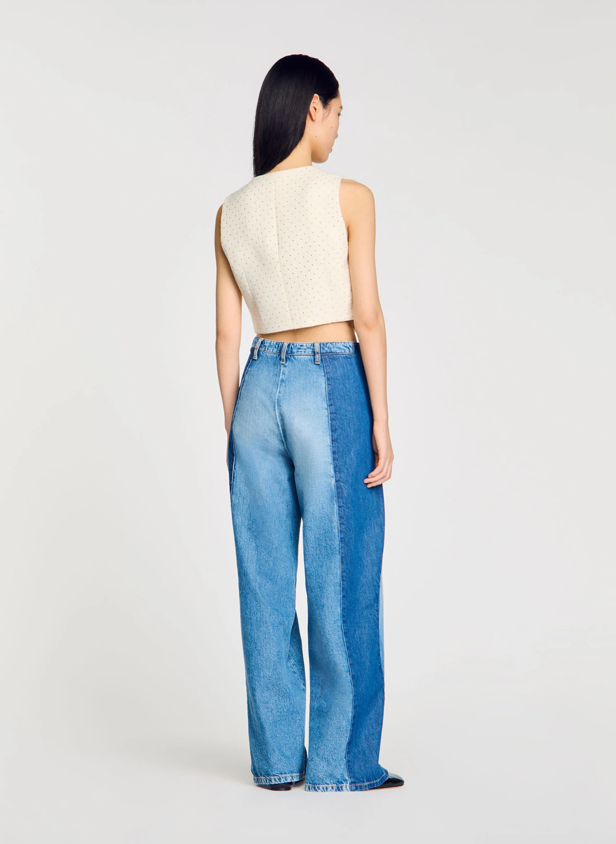 Veston en tweed strassé | Blanc