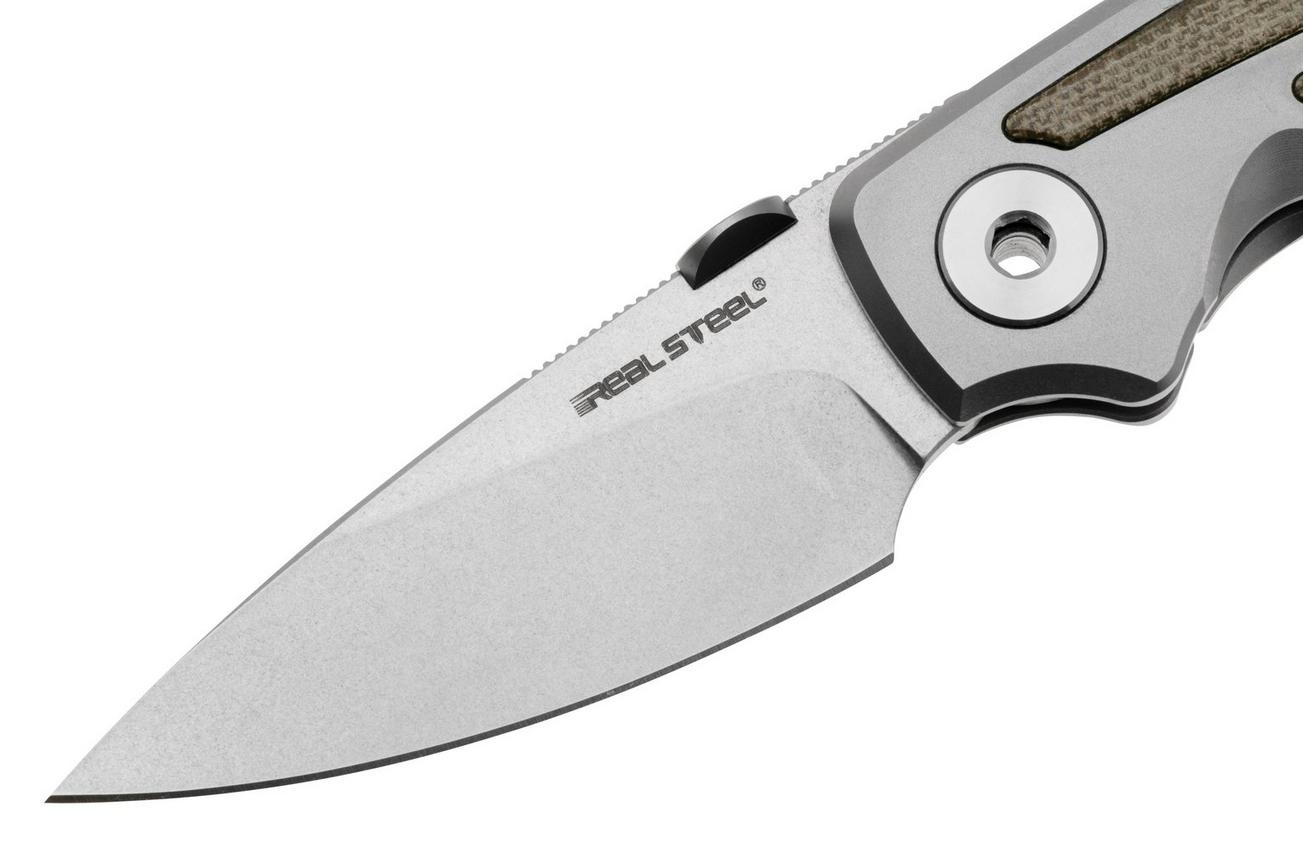 Real Steel Delta 2600, 7101G Stonewased S35VN, Titanium Green Micarta Inlay, zakmes