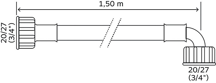 Flexible d'alimentation pour machine à laver raccords droits F-F coudé 3/4