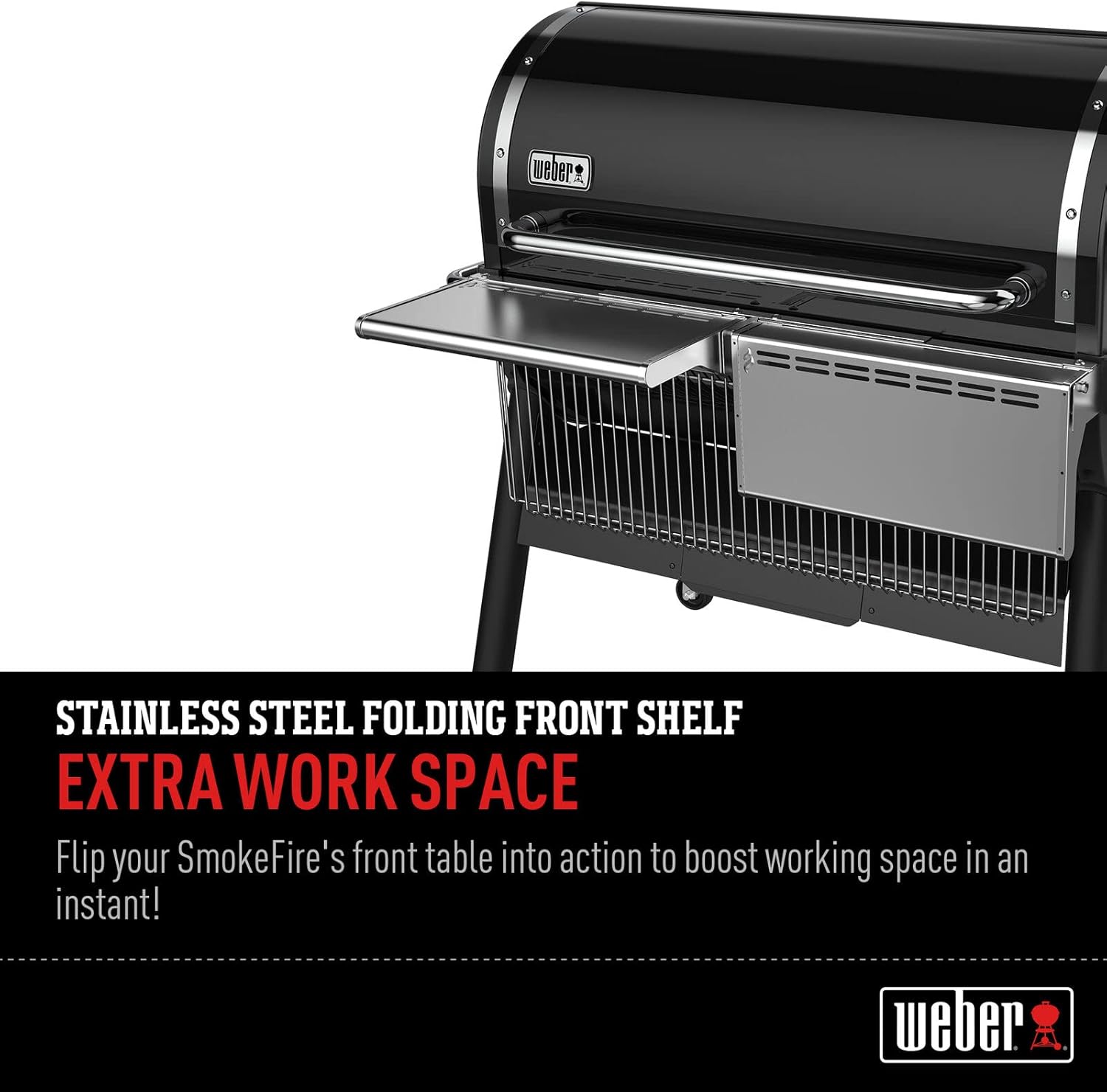 Weber SmokeFire EX6 - EPX6 Fronttisch - abklappbar, zusätzliche Ablagefläche für Grillgut, einfache Montage - Silber (7003)