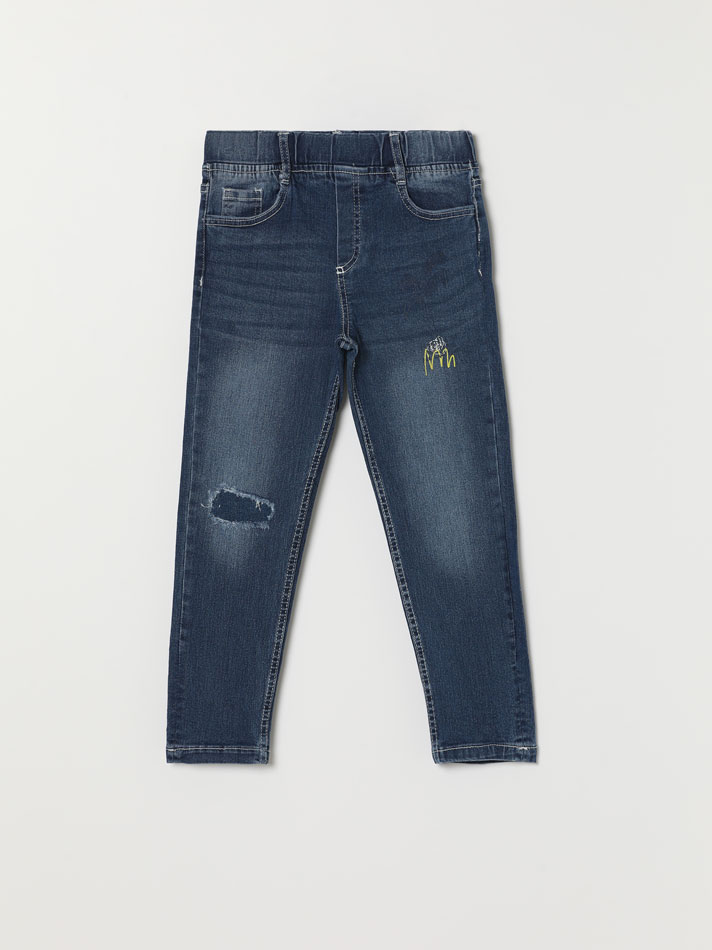 Calça jogger bordada - Azul claro