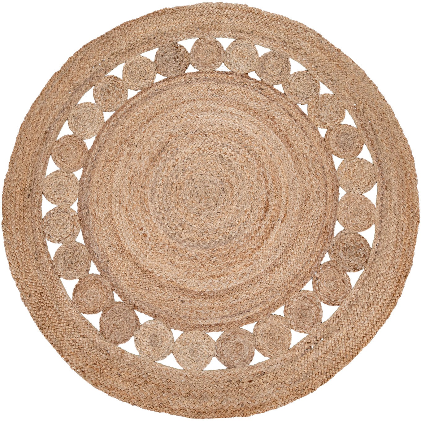 Paco Home Teppich »Viborg 593« rund 13 mm Höhe Jute, Modern, Boho, Ethno, Handgefertigter Natur-Teppich