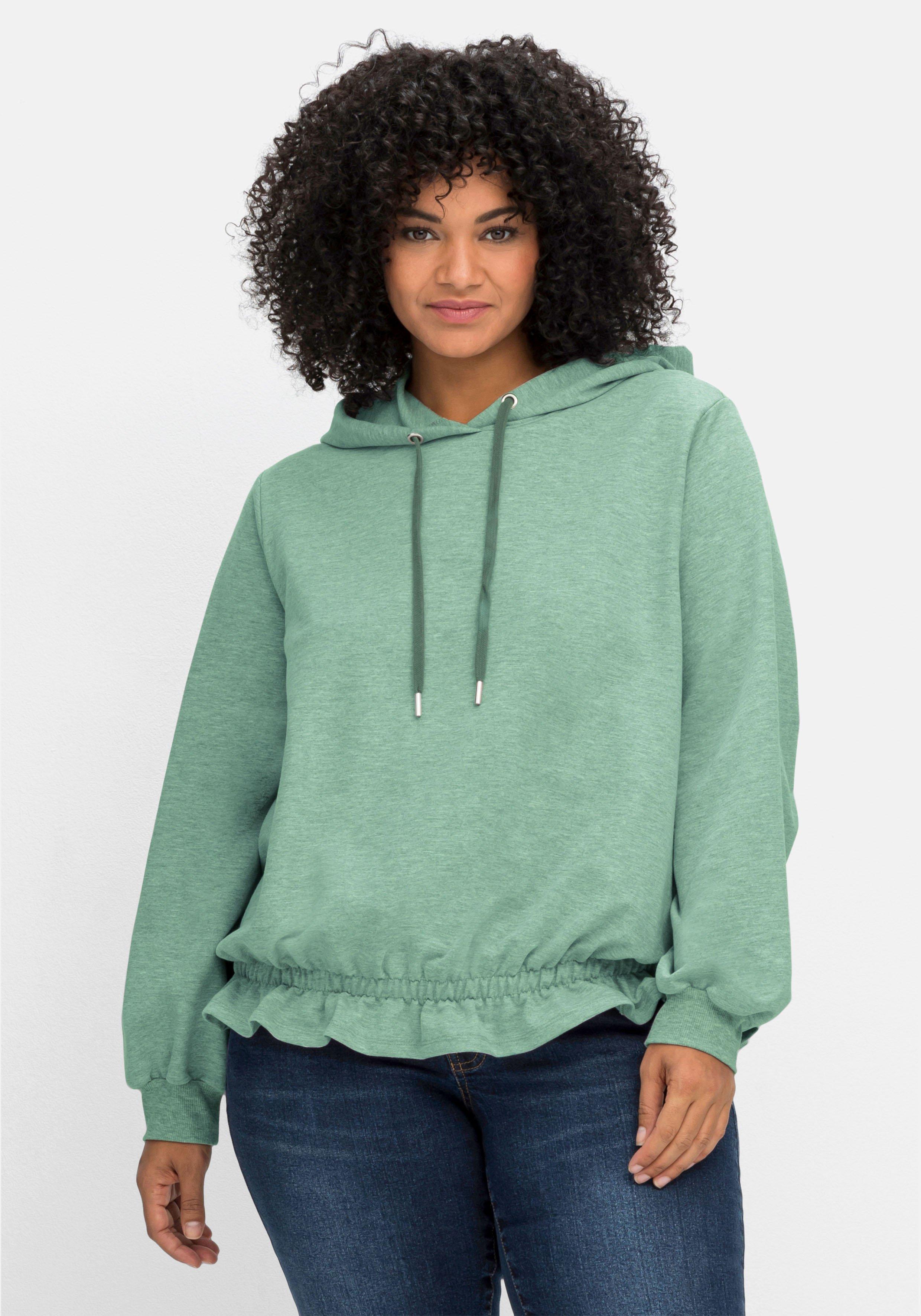 Sweatshirt mit Kapuze und Rüsche am Saum