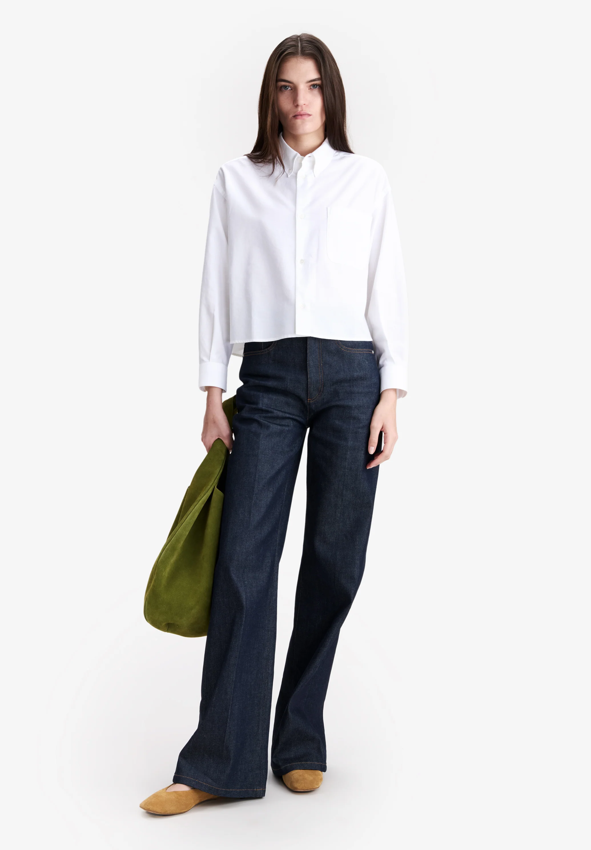 Chemise courte en oxford blanc - Blanc